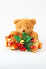 Keith Brown Bear and Christmas bells on a white background.