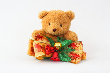 Keith Brown Bear and Christmas bells on a white background.