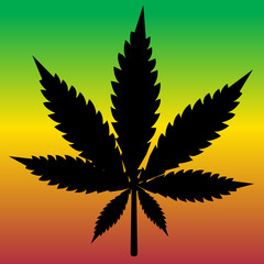 Cannabis or Marijuana leaf on gradient background