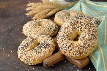 Fototapeta na wymiar Bagels with sesame seeds