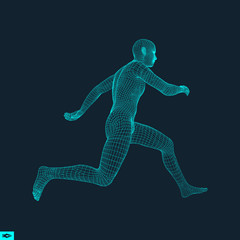 3d Running Man. Design for Sport. Human Body.