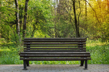 bench in spring park - Powered by Adobe