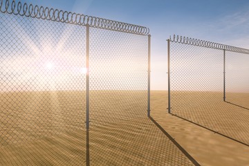 Composite image of chainlink fence against white background
