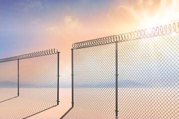 Composite image of chainlink fence against white background 3d