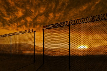 Composite image of chainlink fence against white background 3d