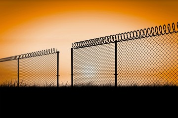 Composite image of chainlink fence against white background 3d