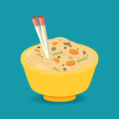 Flat noodle ramen graphic vector