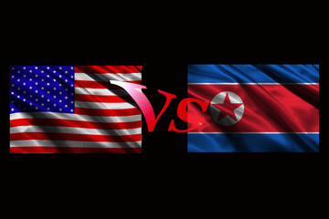USA VS North korea psychology war 3D illustration symbol