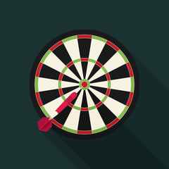 Game illustration with darts in flat design style.