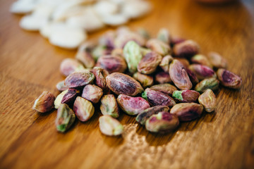Heap of peeled pistachio