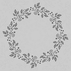 vector round hand drawing frame in grey color