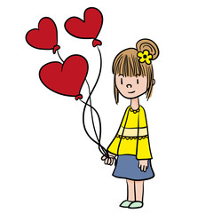 Girl in love, with balloons