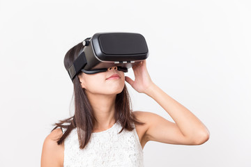 Asian Woman watching with VR device