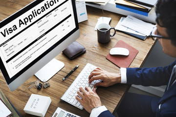 Business Man Working Visa Application Form - obrazy, fototapety, plakaty