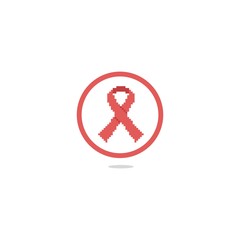Round Circle AIDS Awareness Symbol Pixel Art Logo or Icon