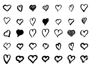Vector hand-painted ink illustration with hearts