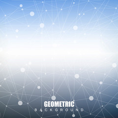 Obraz premium Geometric abstract background with connected line and dots. Structure molecule and communication. Scientific concept for your design. Medical, technology, science background. Vector illustration.