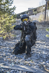 Fototapeta premium Russian special forces training at a military training ground.