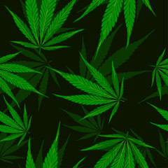 Naklejka na ściany i meble Cannabis leafs seamless vector pattern