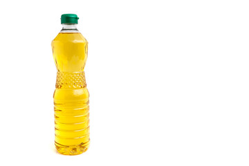 Vegetable oil bottle on white background isolated