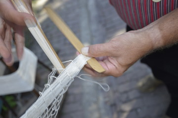 fixing a fishing net