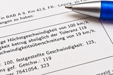 Fototapeta premium Strafzettel Bußgeldbescheid 