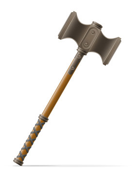 battle hammer medieval stock vector illustration