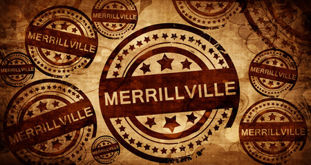 merrilville, vintage stamp on paper background