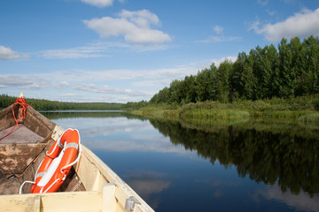Travelling by boat on a river