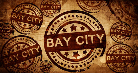 bay city, vintage stamp on paper background