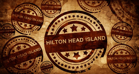 hilton head island, vintage stamp on paper background