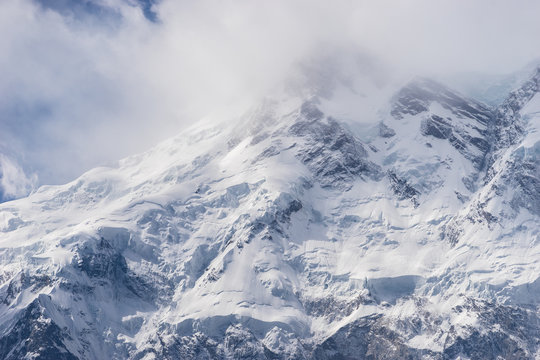 Nanga Parbat mountain peak in cloudy day, Fairy Meadow, Pakistan