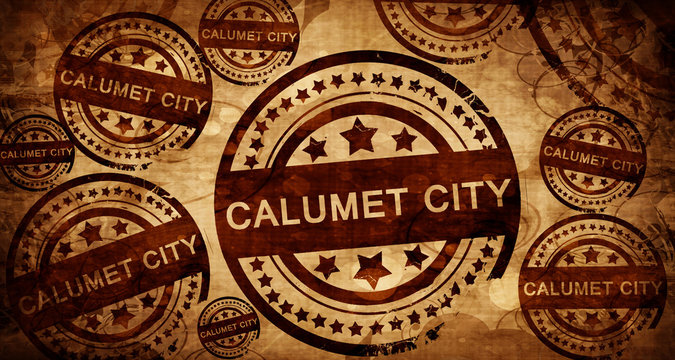 calumet city, vintage stamp on paper background