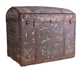 Old large chest isolated on white background