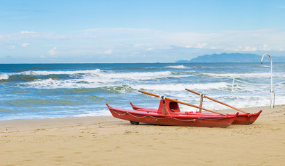 Fototapeta premium Rescue boat on the beach
