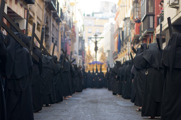 The processions in the center of Seville, Spain
