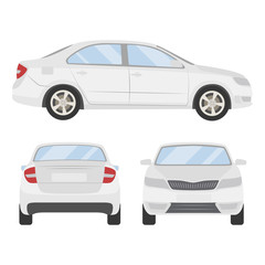 Car vector template on white background. Business sedan isolated. white sedan flat style