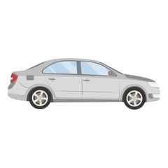 Car vector template on white background. Business sedan isolated. grey sedan flat style