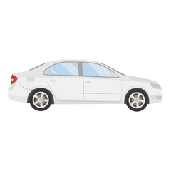 Car vector template on white background. Business sedan isolated. white sedan flat style