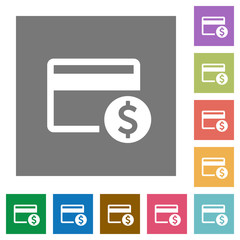 Dollar credit card square flat icons