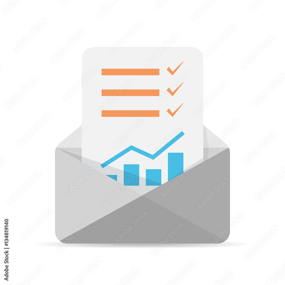 Canvas Prints envelope icon with checklist inside. vector illustration.