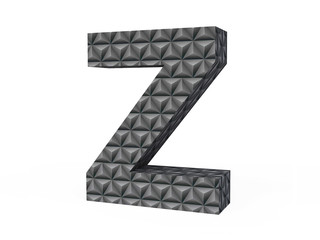 Metallic Letter Z with Diamond-cut Pattern Isolated in 3D