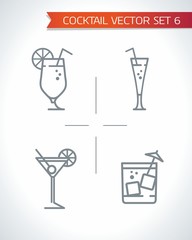 Drinks and Cocktails alcohol icon outline vector set