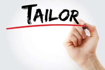 Hand writing Tailor with marker, concept background