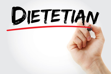 Hand writing Dietetian with marker, concept background