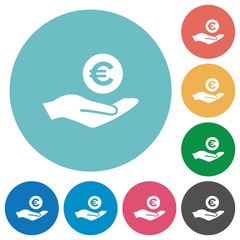 Euro earnings flat round icons