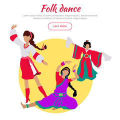 Folk Dance Conceptual Flat Style Vector Web Banner
