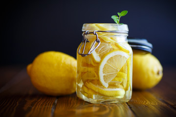 Pickled lemons in sugar syrup