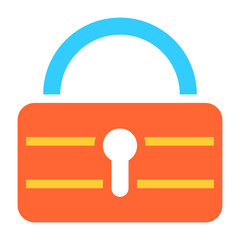Flat padlock icon lock sign password button