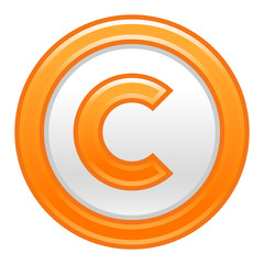 Orange Copyright Symbol Sign Matte Icon